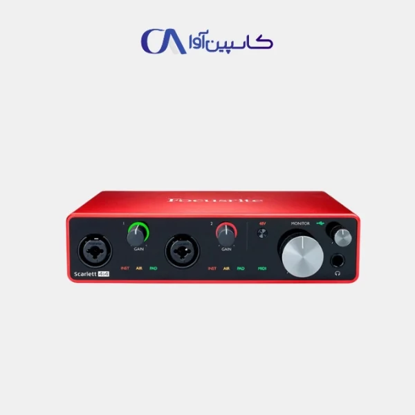 تصویر کارت صدا Focusrite Scarlett 4i4 G3 – کارت صدای USB استودیویی حرفه‌ای