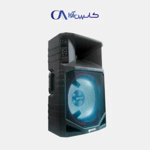 اسپیکر Gemini GSW-T1500PK با میکروفون بی‌سیم و نور LED رنگی، مجهز به چرخ و دسته