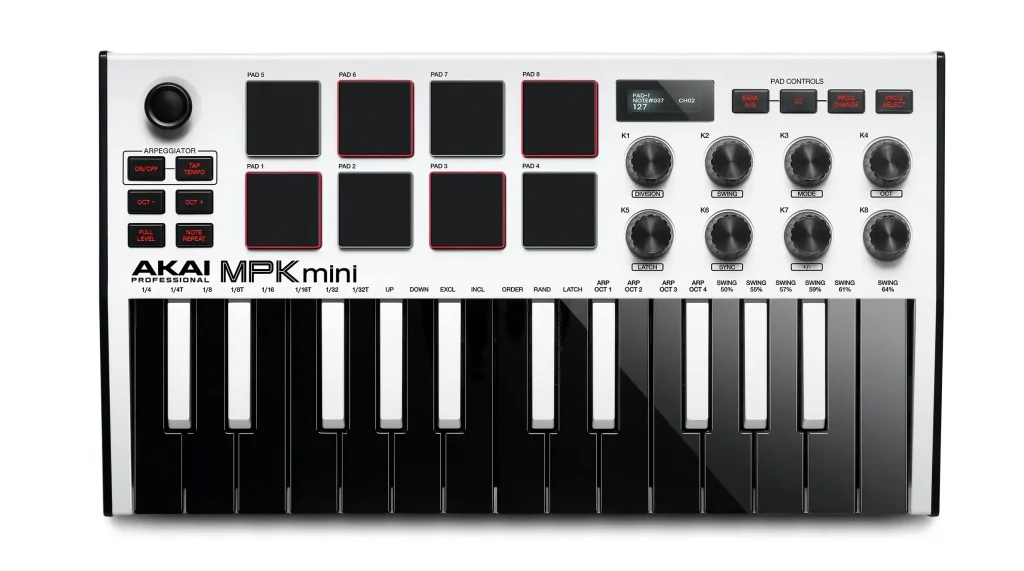 میدی-کنترلر-Akai-Mpk-Mini-MKIII-White