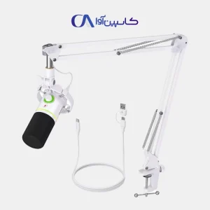 میکروفون داینامیک Maono PD200XS White با نورپردازی RGB و اتصال USB و XLR